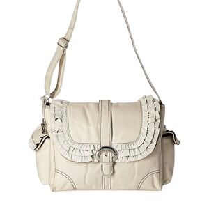 Kalencom Miss Prissy Diaper Bag Cream Ruffle Shoulder Bag NWT